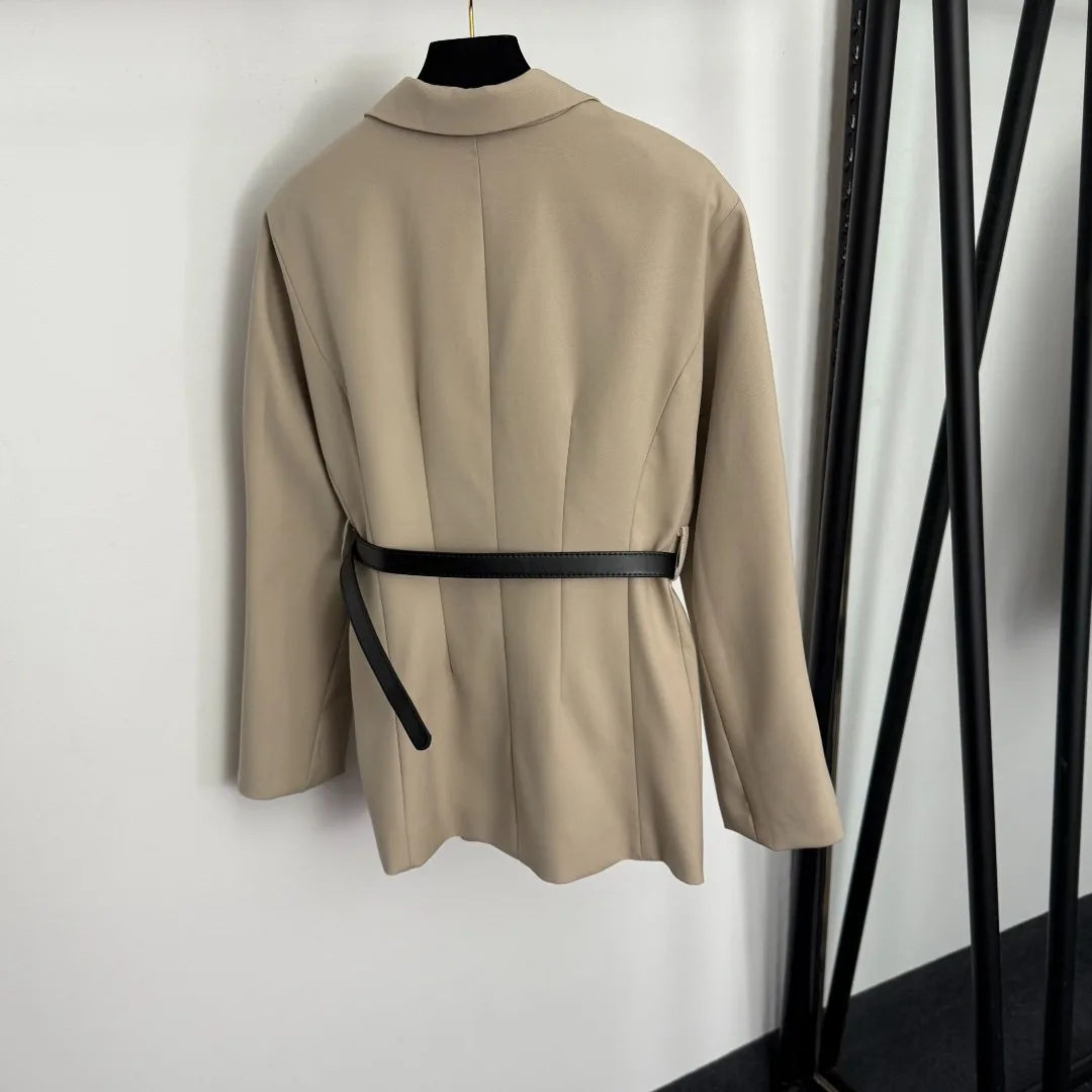 

25 autumn/winter new double breasted waist cinched lapel suit jacket for women's trendy fashion jacket