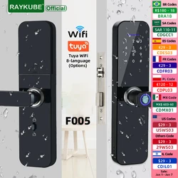 RAYKUBE F005 IP65 Водонепроницаемый Tuya Wi-Fi Электронный умный дверной замок с отпечатком пальца/смарт-картой/паролем/ключом/TT Lock APP Разблокировка