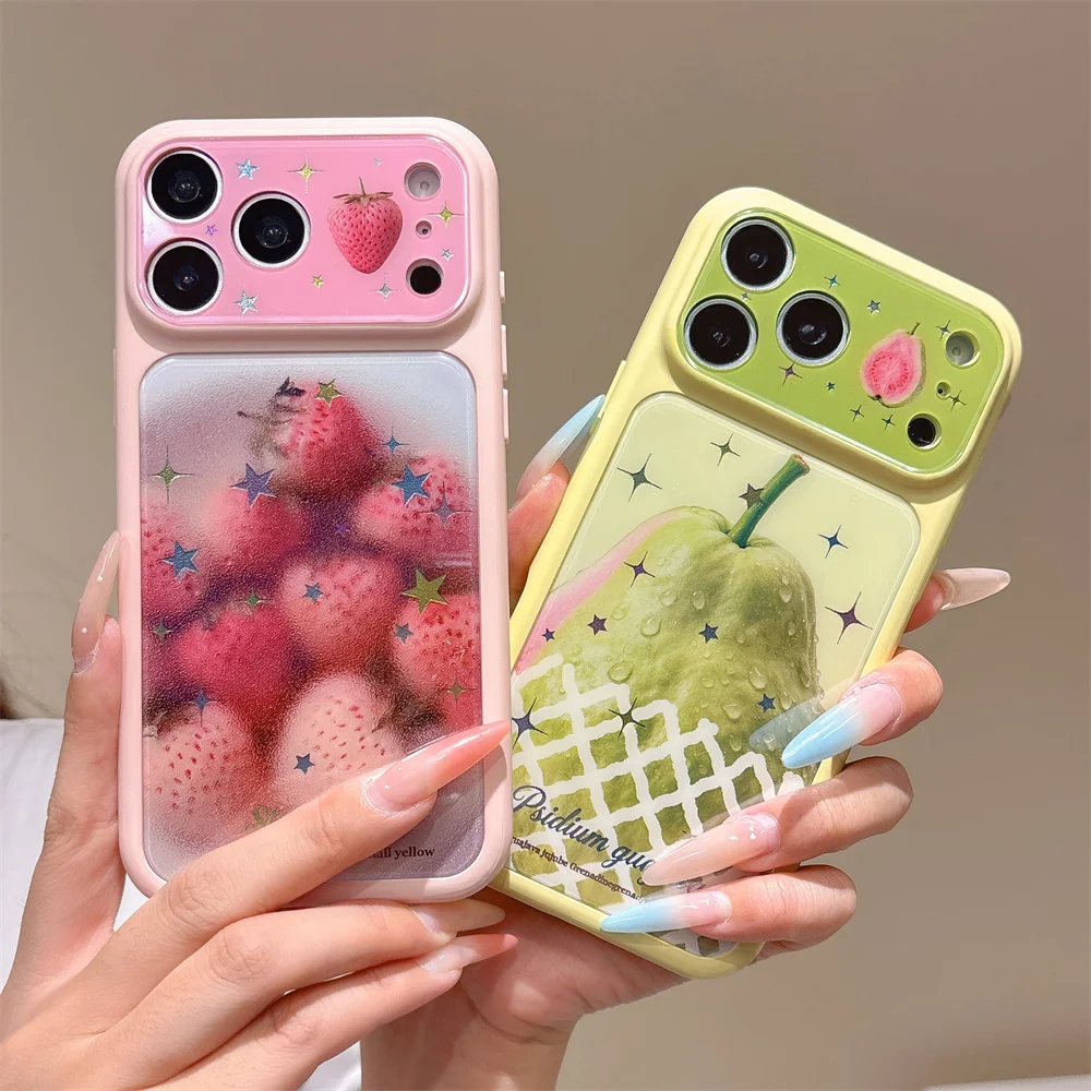 Funda INS Japón Corea Verano Nueva Fruta Linda Fresa Cebada Compatible con iPhone 17 Pro Max 16 15 Pro Max Protección Total Anticaída