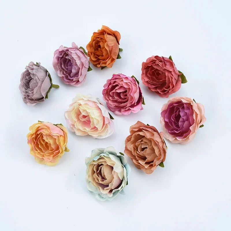 5 szt. 4CM Jedwabne Retro Róże Główki do Wazonu Walentynki Dekoracja Ślubna Samochód Dom Sztuczne Kwiaty Florystyka Ściana DIY Prezenty Broszka — zdjęcie 2