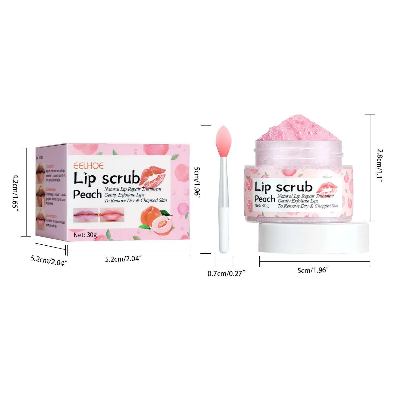 EELHOE الخوخ مقشر الشفاه إزالة جافة ومشققة الشفاه الجلد تحسين بريق مغذي تقليل بلادة ترطيب الخوخ الشفاه فرك #6