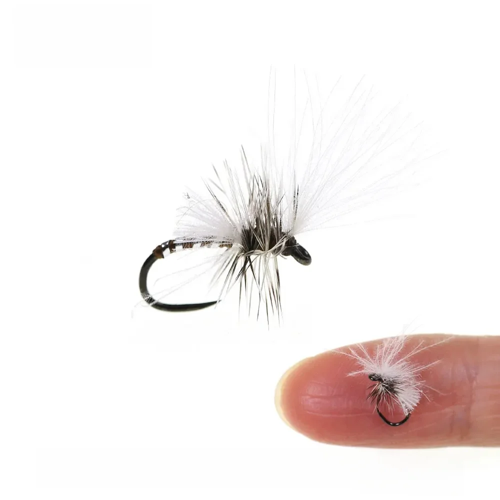 Bimoo 6PCS # 20 Barbless CDC spadochron sucha mucha kogut Hackle sztuczna przynęta na owady Emeger na pstrąga lipa okoń przynęta wędkarska — zdjęcie 2