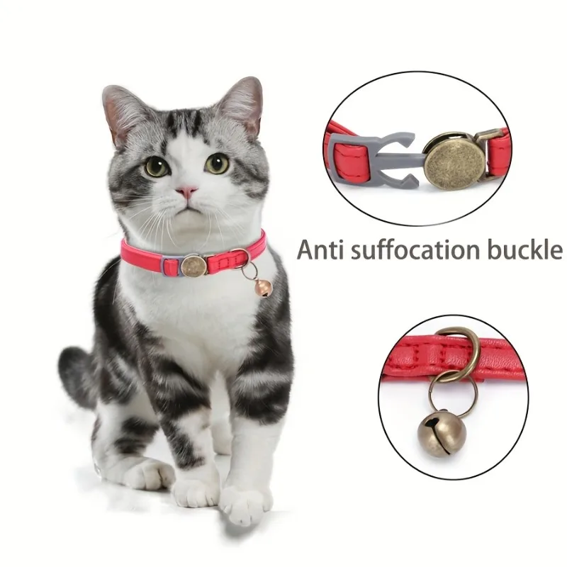 Maßgefertigtes Katzenhalsband aus PU-Leder, Sicherheits-Breakaway-Halsband für Kätzchen und Welpen, Anti-Verlust-Halsband für Katzen, Kostenlose Gravur – Detail 3
