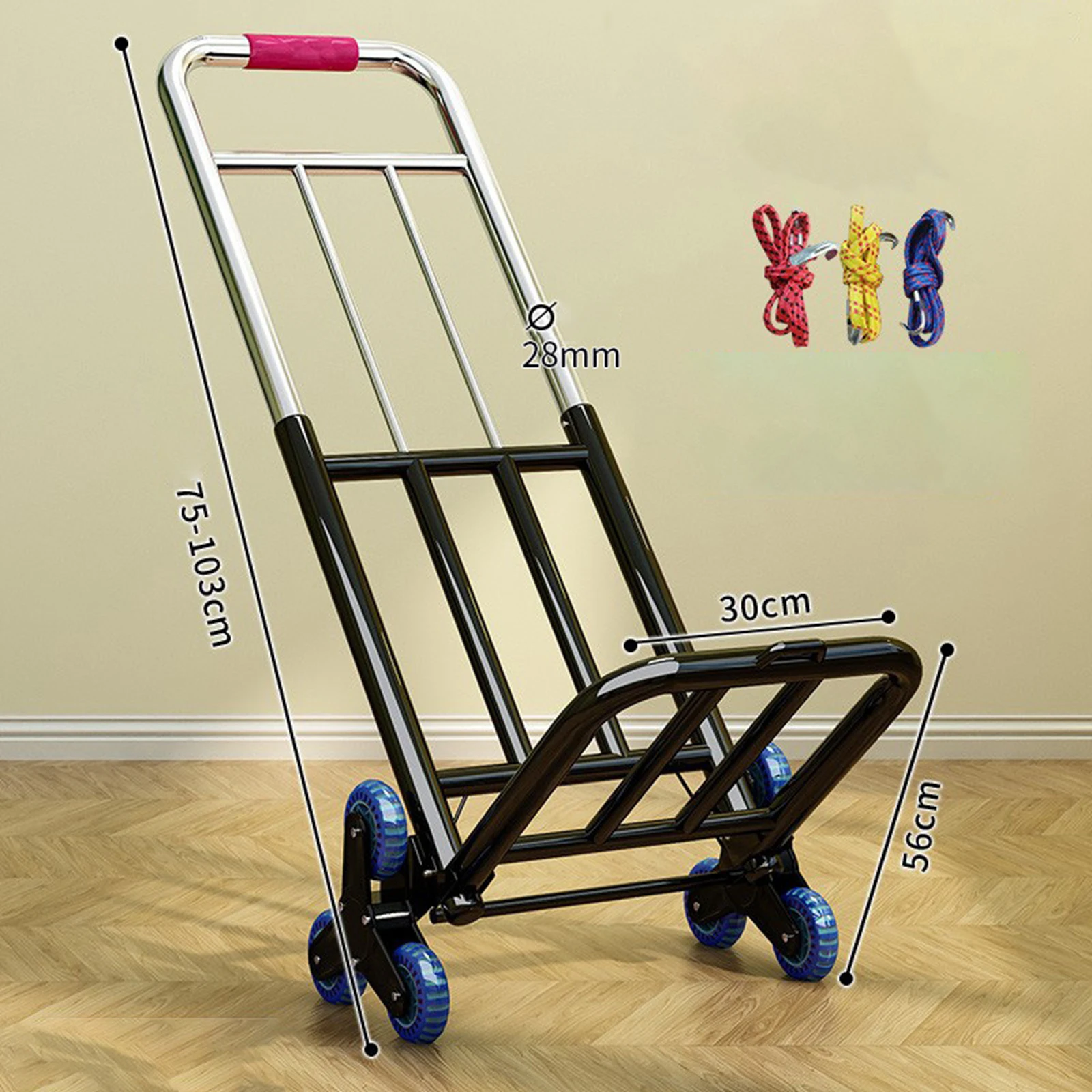 

Portable Folding Hand Truck Multipurpose Stair Climbing Dolly Cart with Adjustable Handle for Handling Household