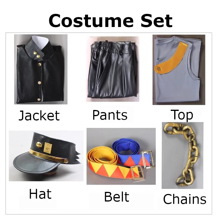 쿠죠 죠타로 코스프레 의상 죠죠의 기묘한 모험 스타더스트 크루세이더즈 남성용 블랙 가죽 트렌치 코트 의상