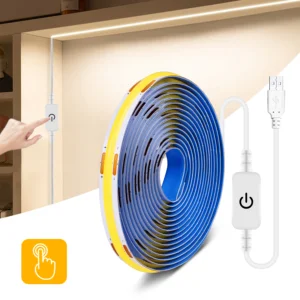 Touch LED Strip COB Lights 5V USB Dimmable 320 LEDs/m Flexible Diode Linear Lamp Tape for Room Backlight Room Wall Decorations