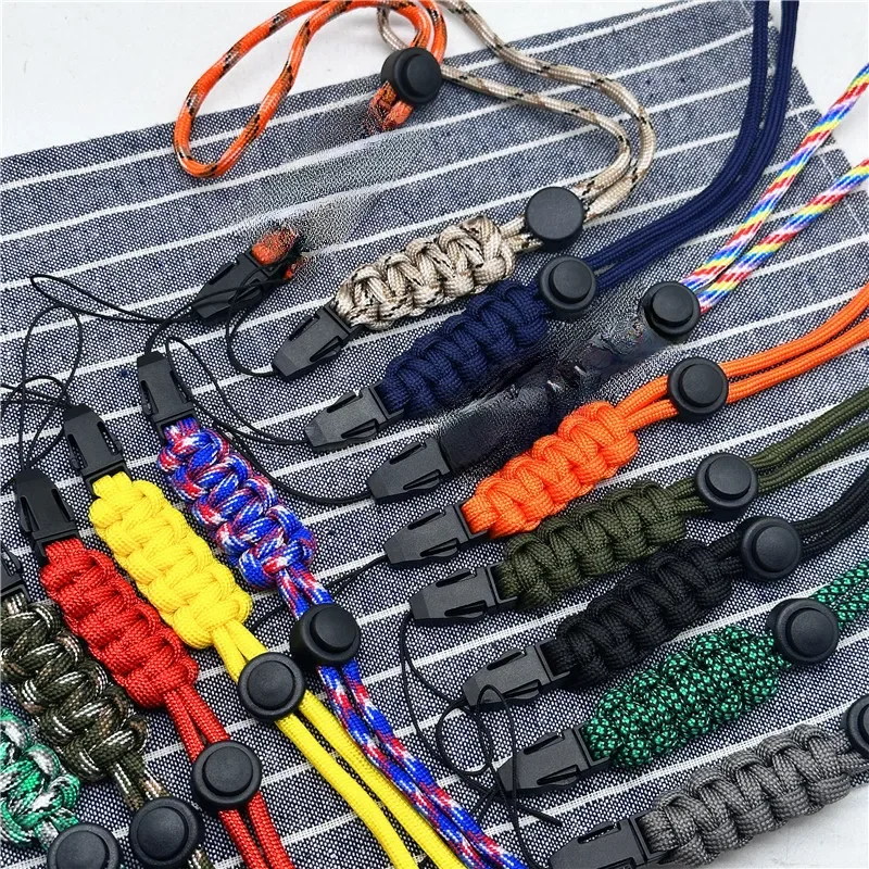 Porte-clés militaire en ULde téléphone, lanière en nylon tressé, plastique, haute résistance, parachute, mousqueton, cadeau fait à la main