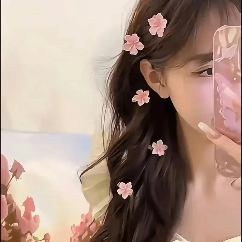 Mini pinces à cheveux Sakura pour femmes, épingle à cheveux de style coréen, accessoires de fête, doux, super important, rose, mignon, charmant, 03/5 pièces