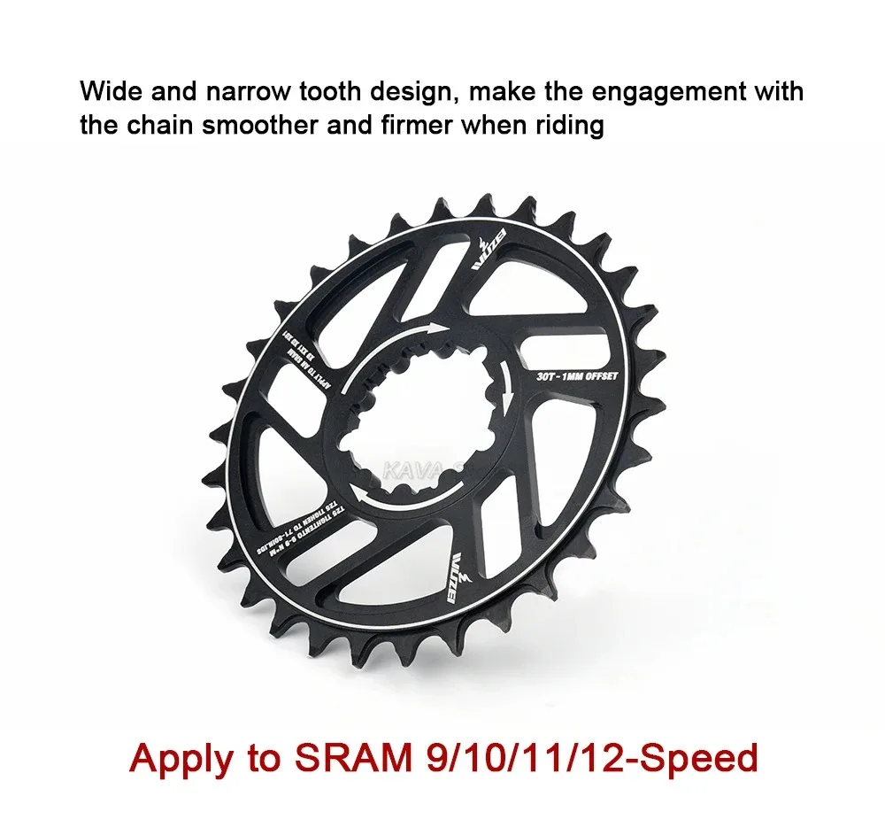 WUZEI MTB 3 Bolzen Kettenblatt 30T 32T 34T 36T 38T 40T 42T Offset 1mm/3mm/6mm CNC Kettenrad für Sram 11/12S NX XX XO GX GXP11 – Detail 5
