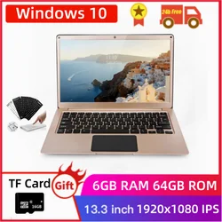 Newest 64bit Tablet PC 13.3'' Windows 10 6GB RAM 64GB ROM Dual Cameras HDMI 1920x1080 IPS Tablets with Keyboard 5600mAh