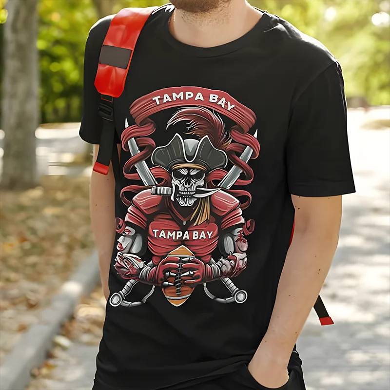 Tampa Bay Football Men's T-Shirt Vintage Unisex Y2K Clothes Black Tshirt Women Men Oversized Streetwear Graphic Tee Casual Tops
