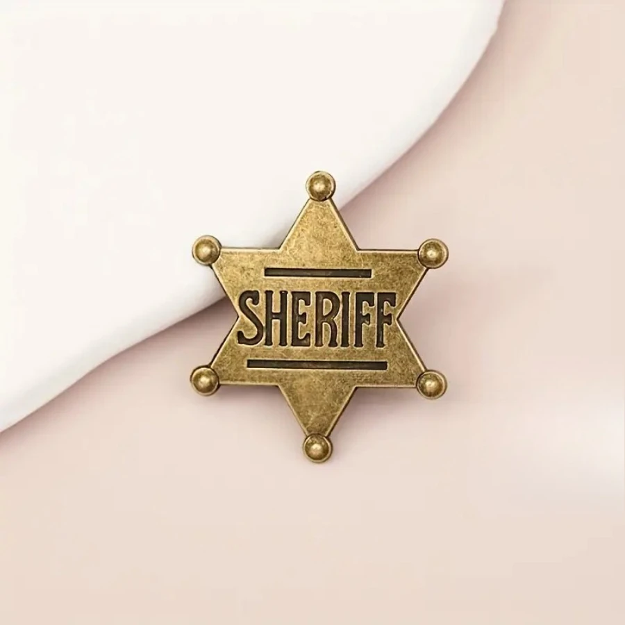 قطعة واحدة من شارة شريف الذهبية، طراز غربي قديم، مناسبة لإكسسوارات لعب الأدوار لفتاة رعاة البقر/الراعي البقر، أزياء الحفلات