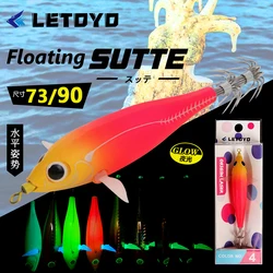 LETOYO 73/90mm floating squid lures luminous squid jig Artificial bait for cuttlefish webfoot octopus sea fishing lures