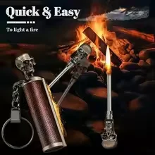 Vintage Permanent Match Keychain Lighter, Reusable Waterproof Forever Match Stick Lighter, Animal Head Metal Match for Camping Outdoor Fire Starter