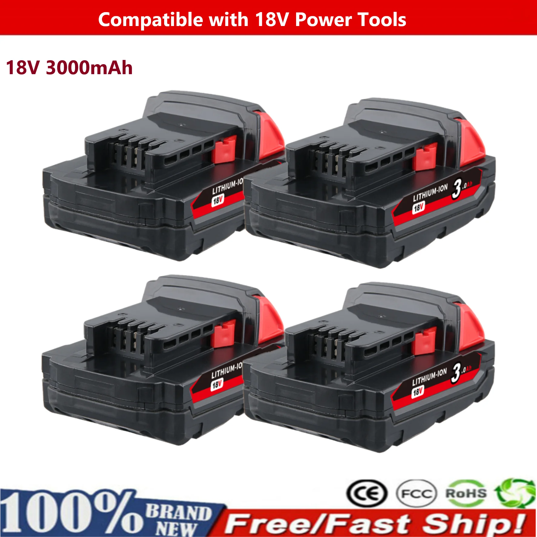 1/2/4Pack 18V 3.0Ah…