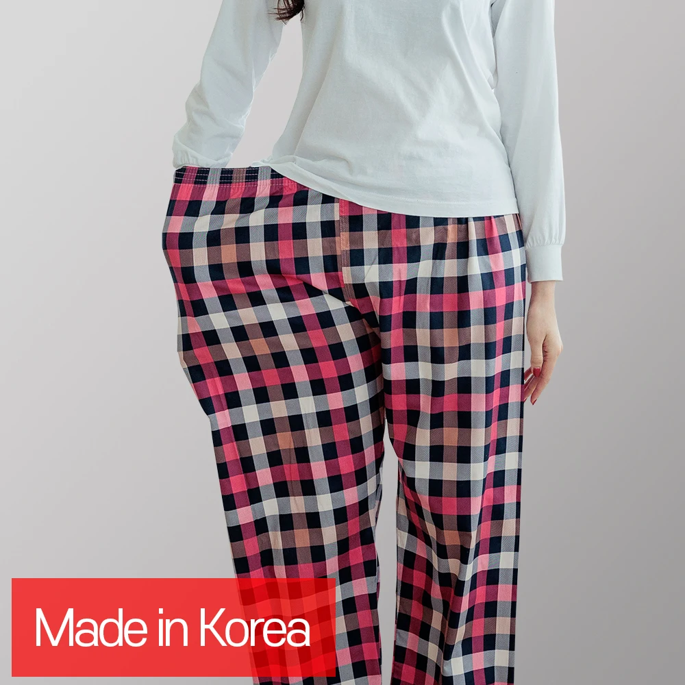 [CALL RA S] Women's pajamas/Simple check 1 piece/Korean domestic/special cotton // pajamas/night wear/sleepwear/Big size