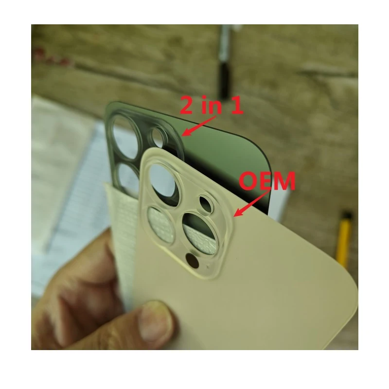 10PCS 2 in 1 Big Hole Rear Battery Back Door Glass For iPhone 14 Pro Back Cover Glass for 14Pro Max Replacement Part