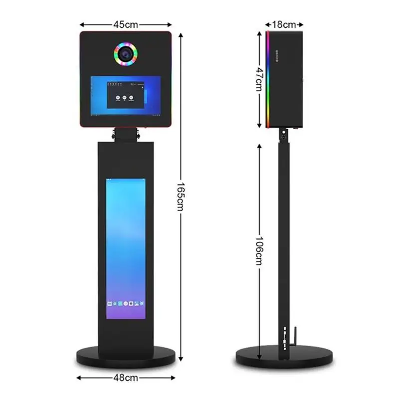 2026 Nieuwe draagbare fotohokje met twee 15,6-inch touchscreen DSLR-camera's voor selfies, geschikt voor bruiloften en feesten