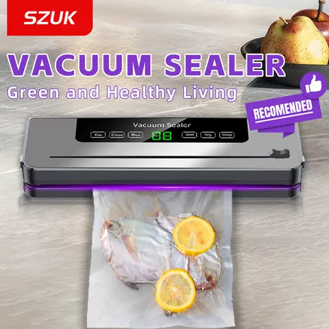 SZUK 전기 진공 실러 내장 커터 주방 식품 보관 씰 터치 버튼 건식/습식 식품 씰링 포장 스트립 10 가방 Best5