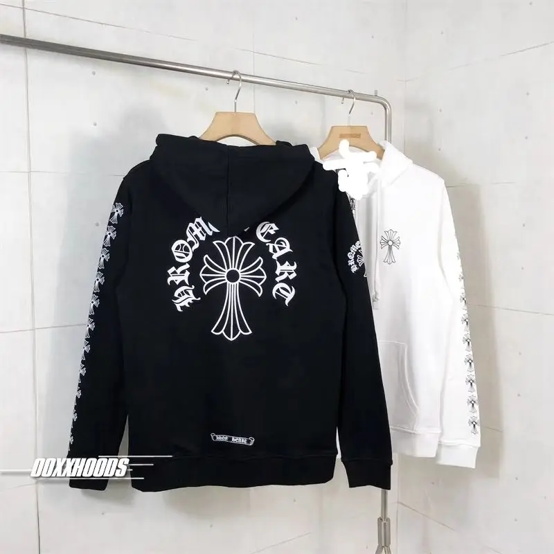 CHROME HEARTS 2025 New men's and women's same zipper jacket printed loose hooded long sleeved top