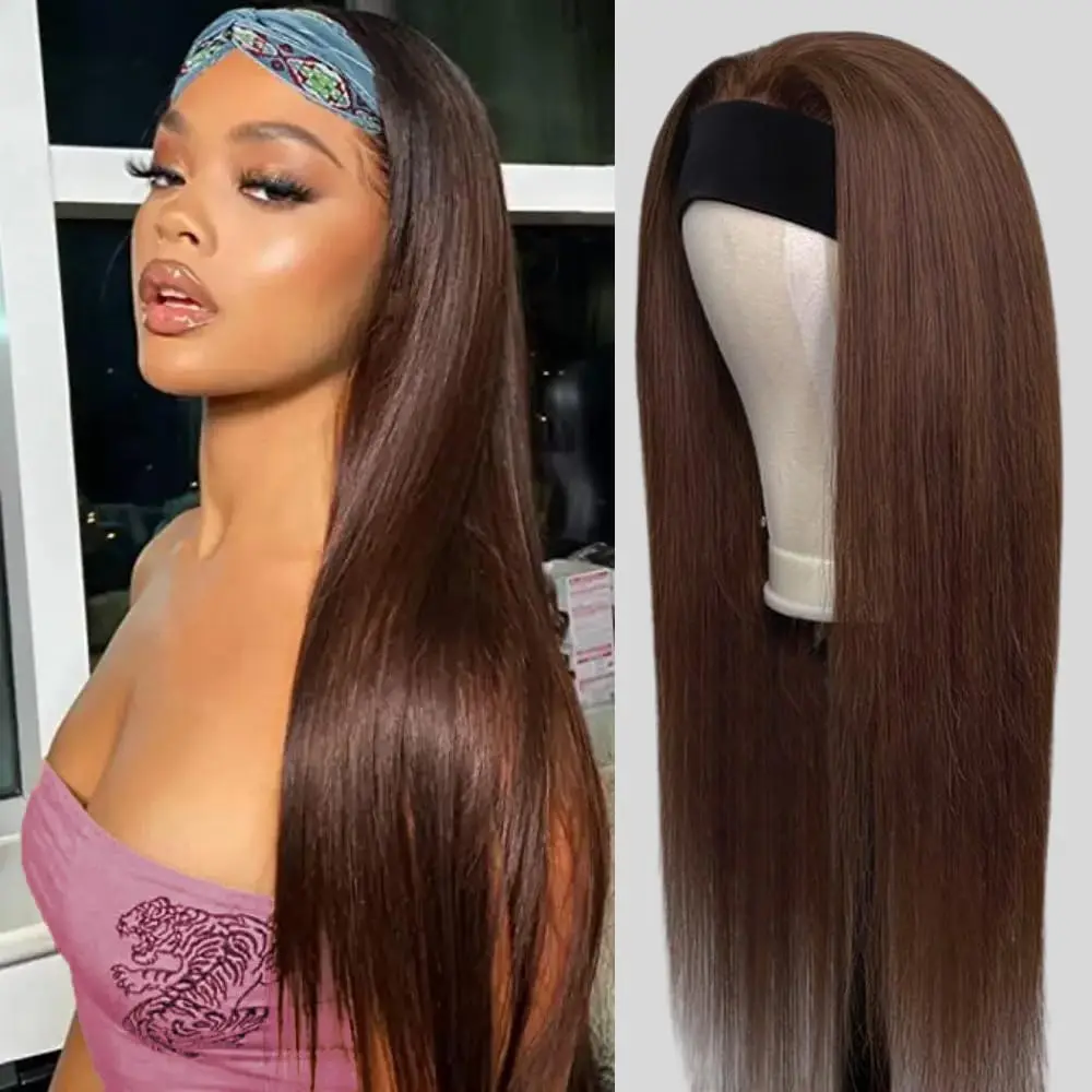 

180 Density Chocolate Brown Straight Human Hair Wigs Transparent 13x4 13x6 Lace Frontal Wigs Pre Plucked Hairline With Baby Hair