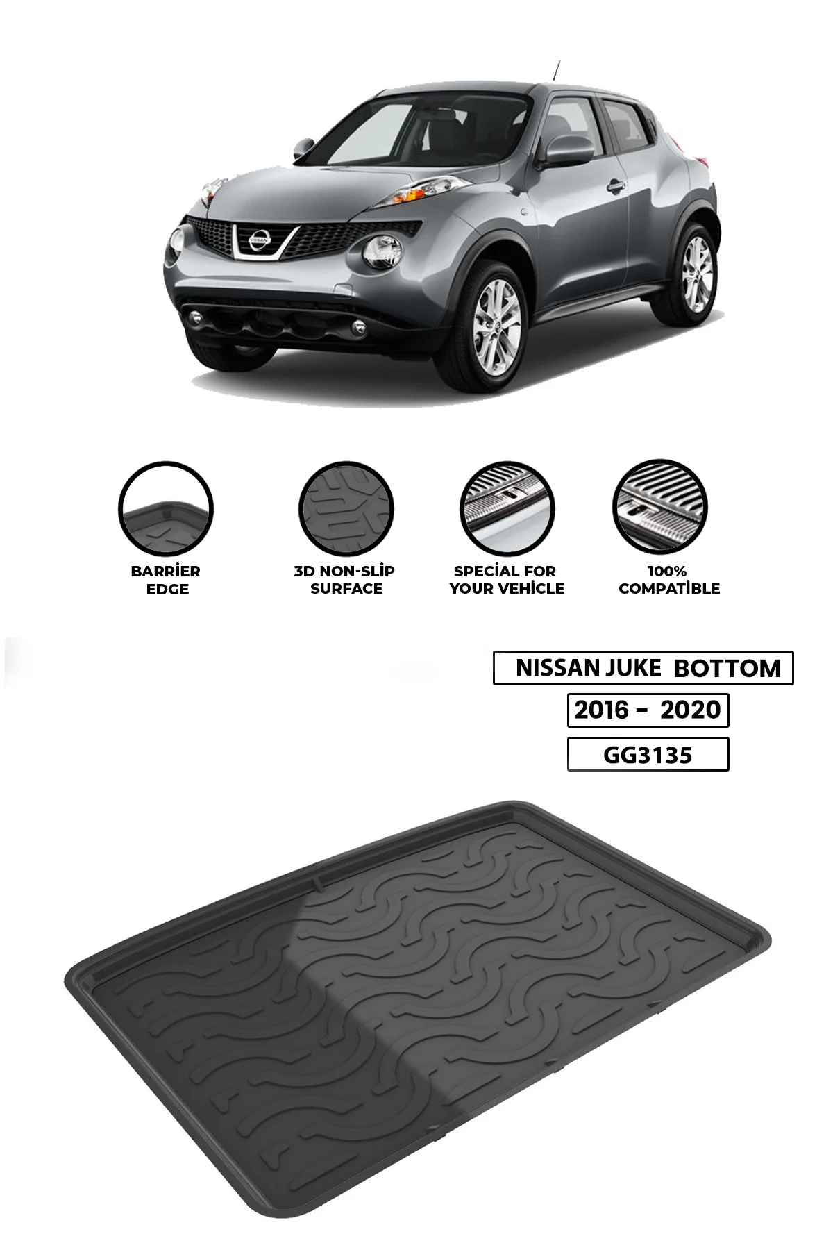 For NISSAN-JUKE-2016-2020 luggage compartment Diffuser Extension Rear Bumper Attachment Luggage compartment