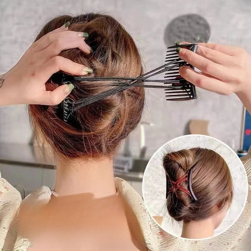 Pince à cheveux extensible vintage pour femme, peigne magique, ULélastique, accessoires pour cheveux, porte-chignon, pinces à griffes, vêtements de sauna, coiffure