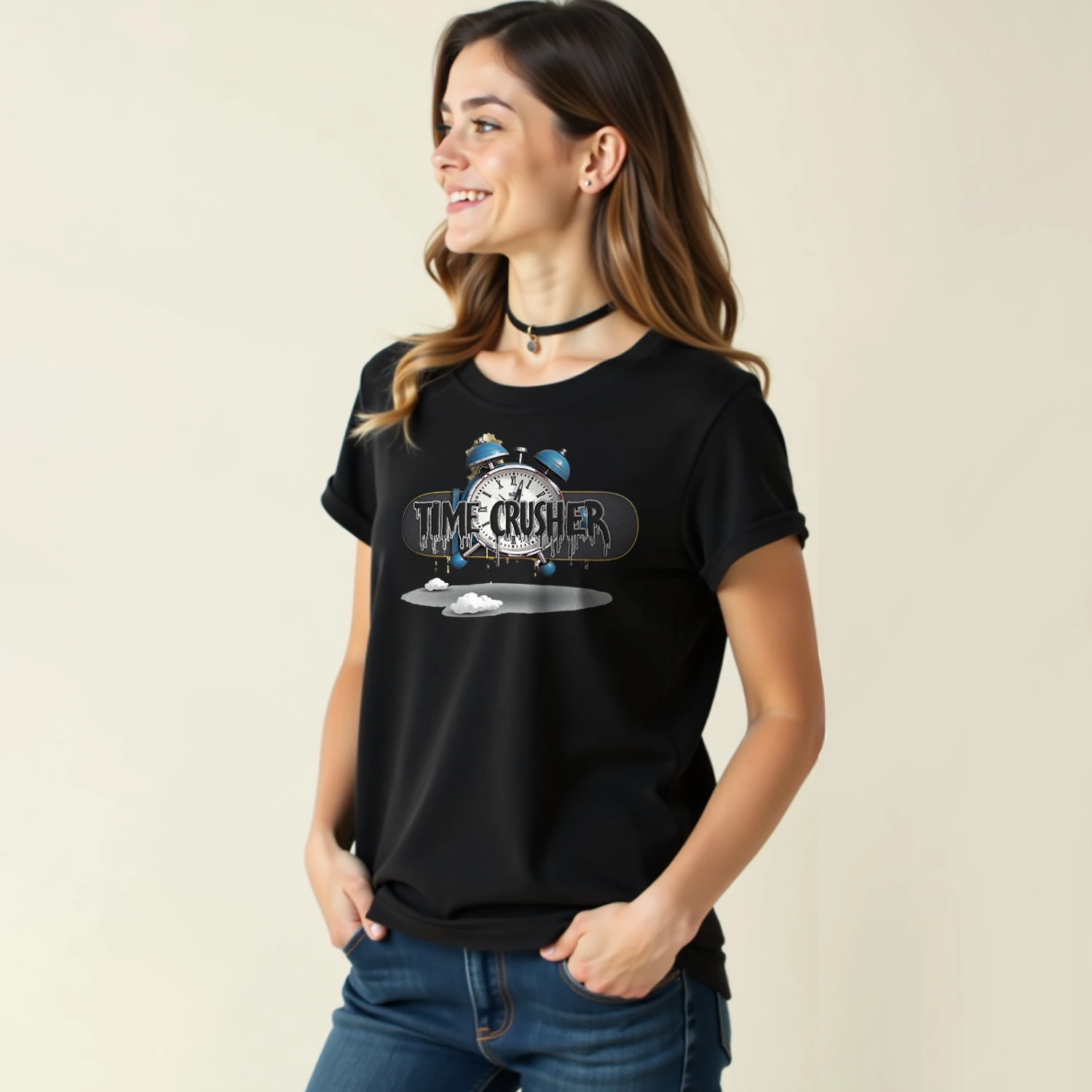 تي شيرت قطني محطم للوقت بحجم كبير وللجنان ، كم قصير ، محبي جرافيك ، ملابس غير رسمية للنساء ، تي شيرت علوي