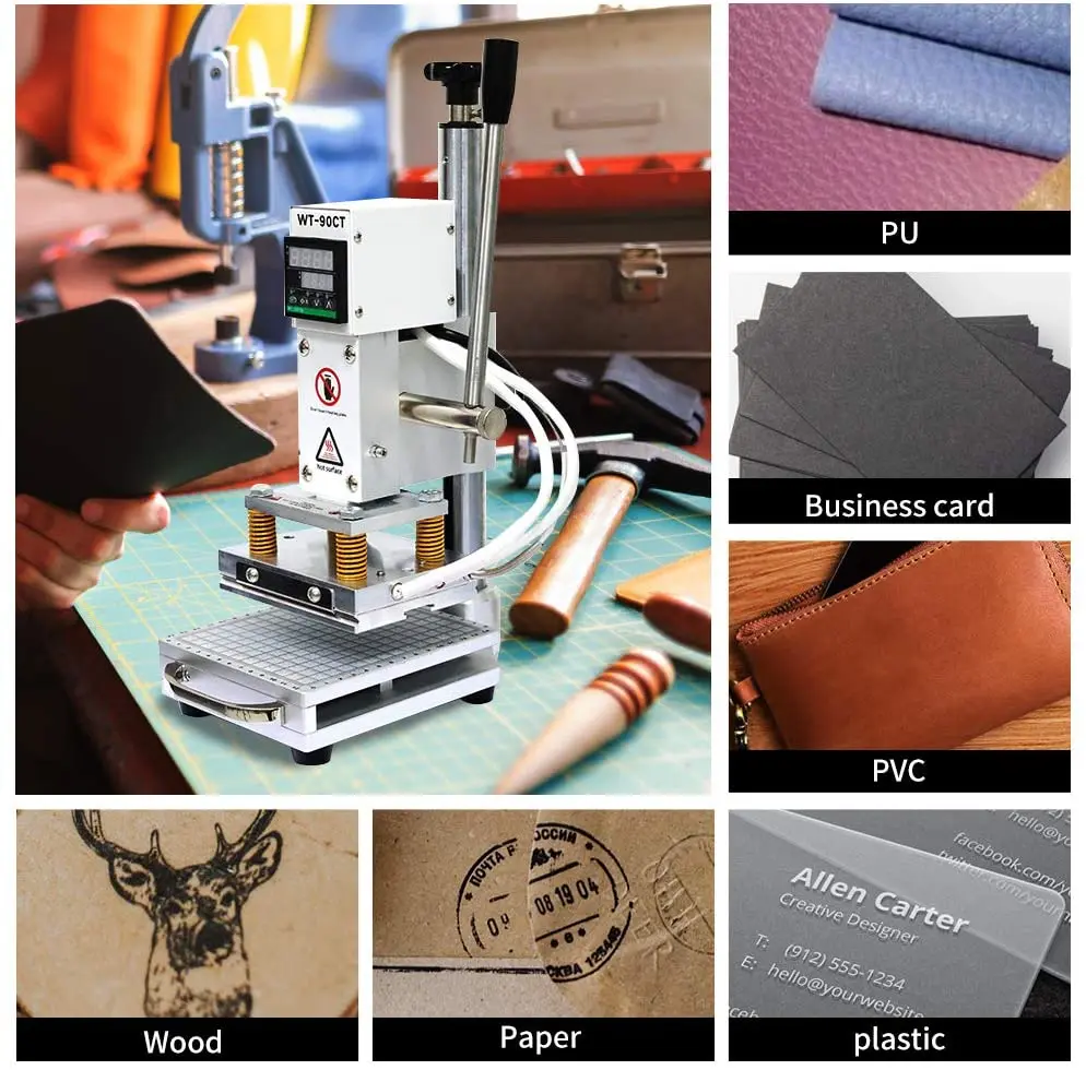 Imagem -06 - Folha Quente Atualizada Que Carimba a Máquina 10x13cm com T-entalhe & Tabela Móvel para o Logotipo de Madeira do Couro do Plutônio do Pvc Que Grava Bronzeamento