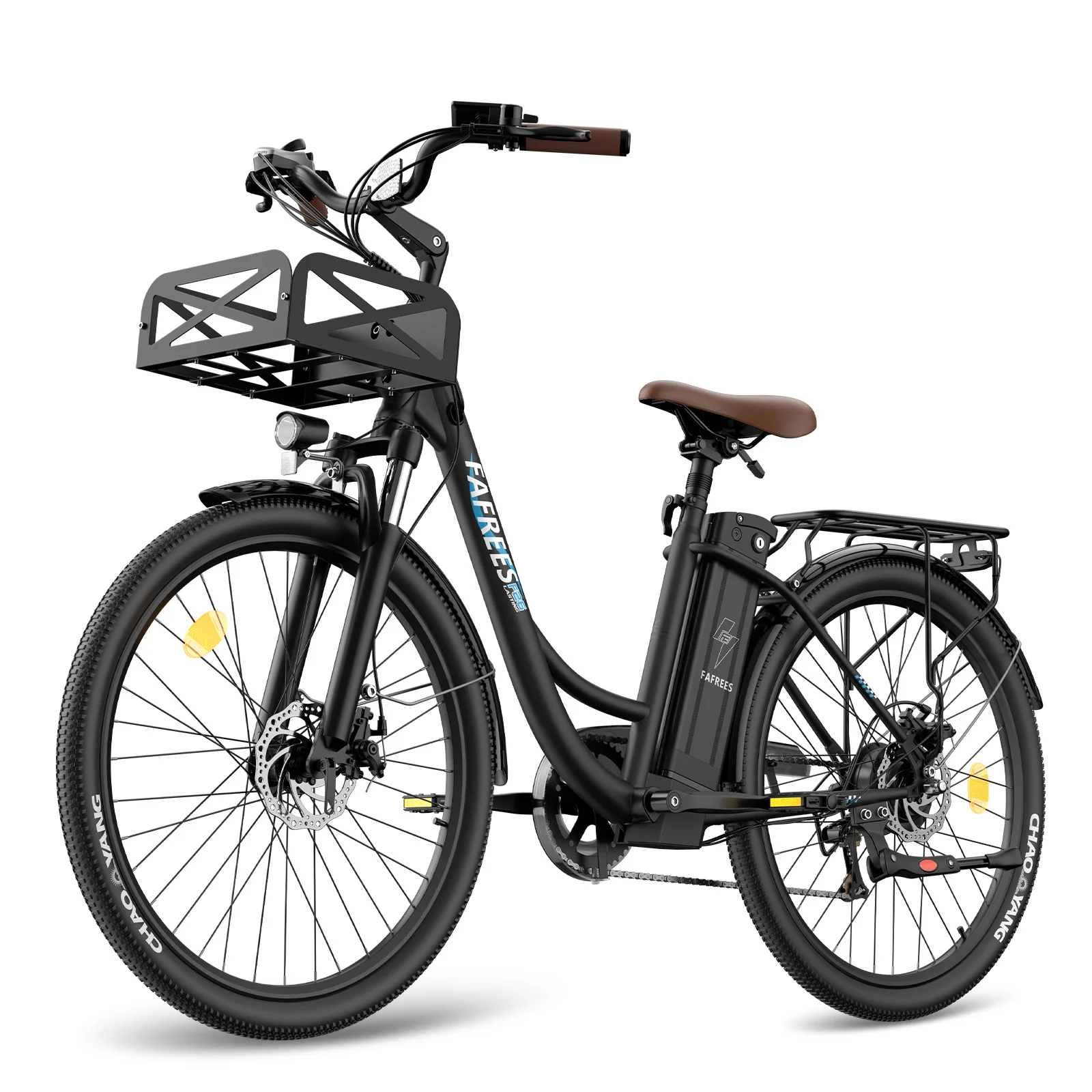 FAFREES elektrische fiets voor volwassenen, 26 inch City Cruiser Ebike met 250W motor, 95-120 km bereik, elektrische fietsen voor volwassenen met 36V 25Ah accu, verstelbare stuurpen, 7 versnellingen,
