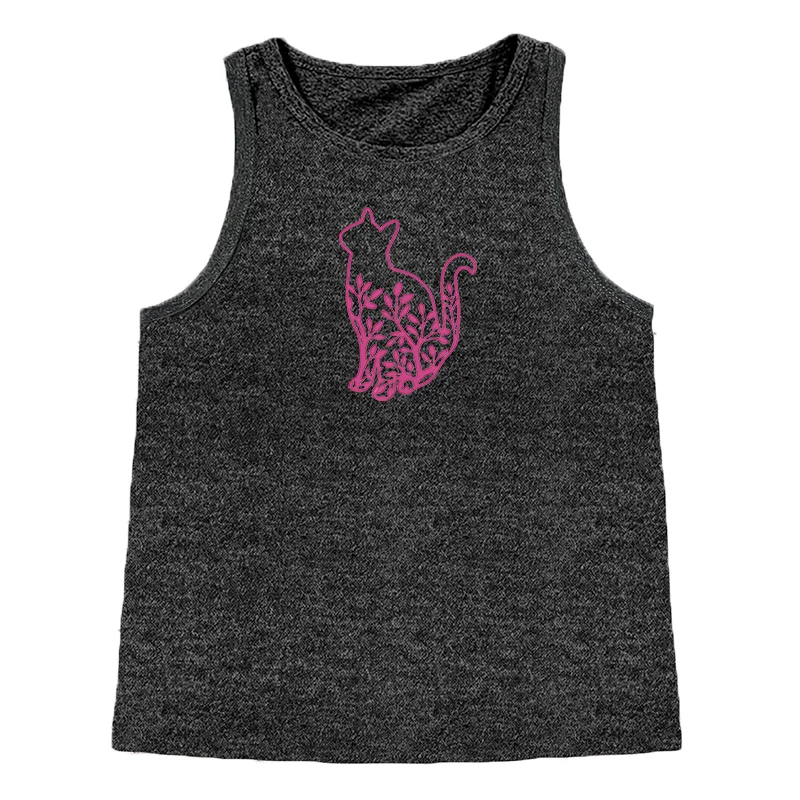 Red Cat Leaves Love  Fash Sports Print Women's Tank Top Loose O Neck Sleeveless Casual Tank Top Women's Clothing