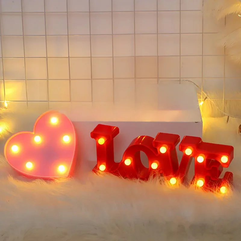 Love Heart LED Lamp for Home Decoration, Night Light, Ornamento Romântico, Festa de Casamento,