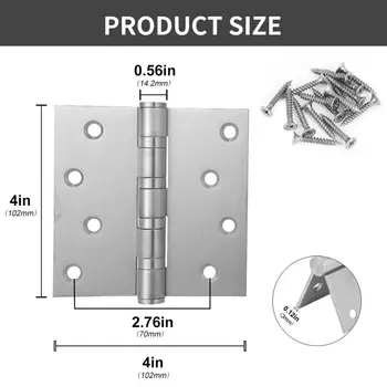2個裝 4吋x4吋不鏽鋼滾珠軸承門鉸鏈 – 重型銀色合頁,附方角和螺絲 8 最佳銷售 重型鉸鏈 - №6
