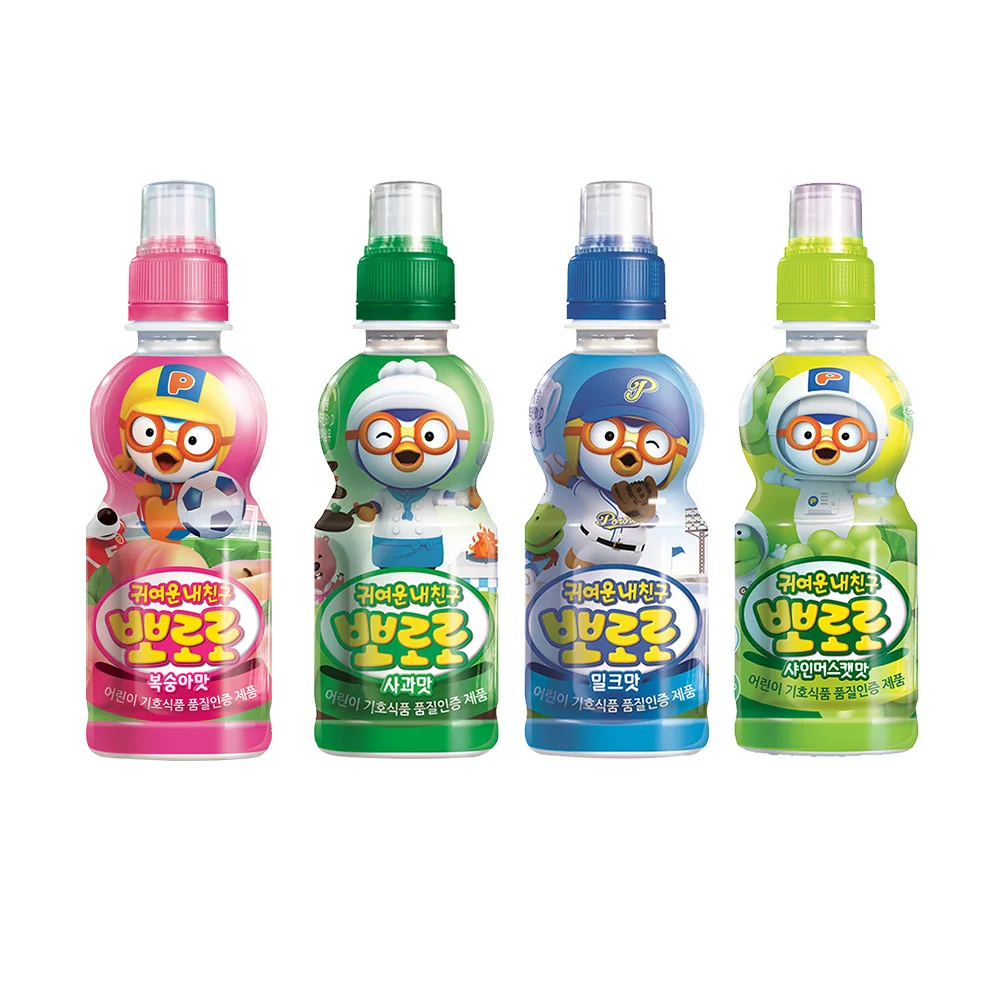 مجموعة مشروبات Paldo Pororo ، 6 خوخ + حليب 6 + تفاح 6 + موسكات 6 ، 24 قطعة