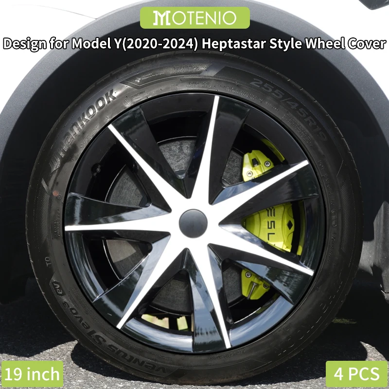 4 Stück Heptastar-Radkappen für Tesla Model Y (2020–2024), 19 Zoll – Leistungsstarker Ersatz für Radabdeckungen