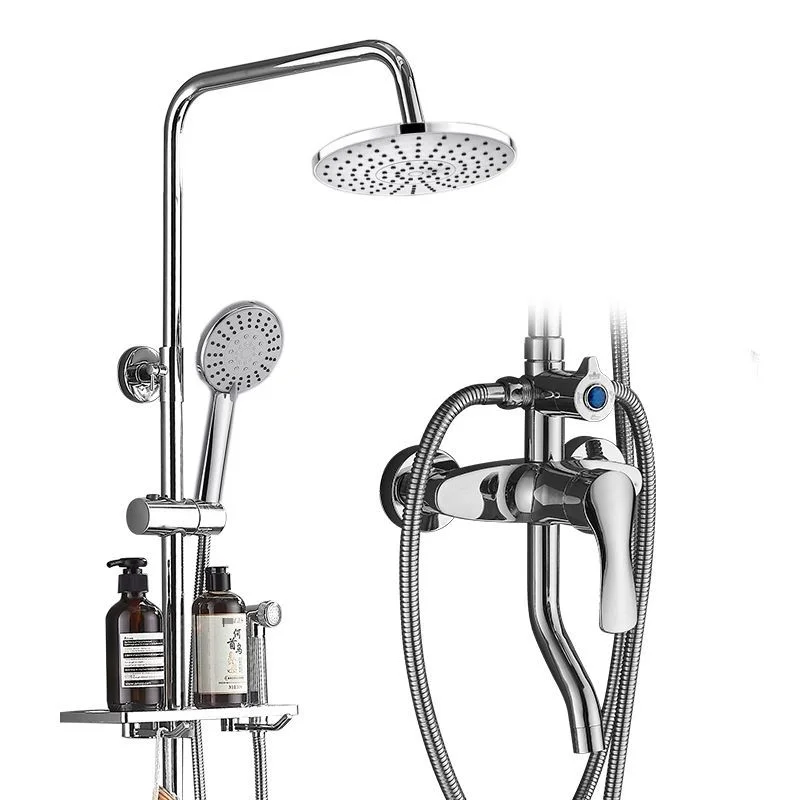Ducha con Cabezal Superior y Salidas Laterales 🚿 - Estante, ABS y Acero/Cobre
