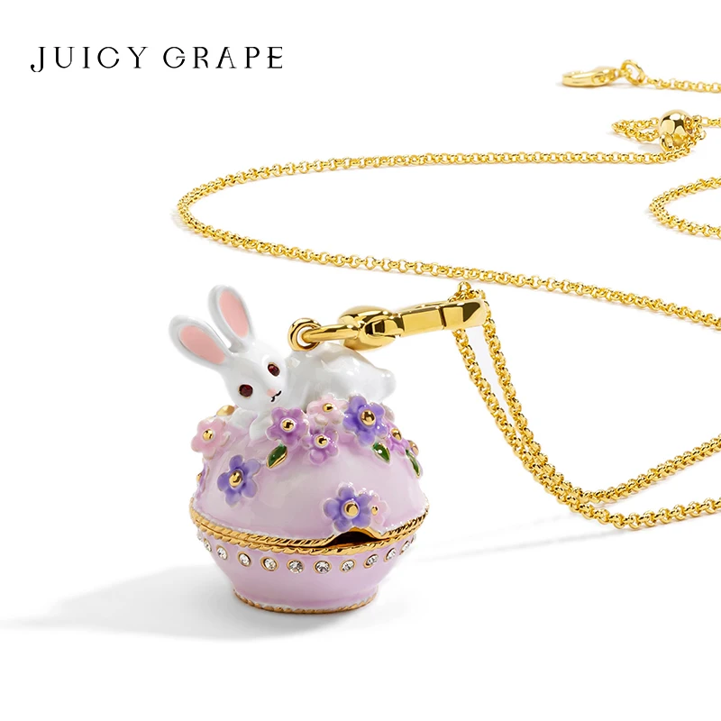 

Ожерелье с подвеской в виде виноградного кролика, яркая цепочка на свитер, Очаровательная позолоченная цепочка 18 карат, рождественские подарки