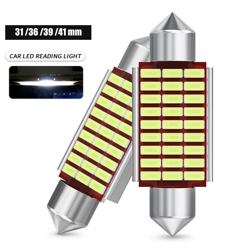 

2X C10W C5W LED Canbus Festoon 31 мм 36 мм 39 мм 41 мм для автомобильной лампы, лампа для внутреннего освещения, освесветильник номерного знака, белая, 6500K, без ошибок