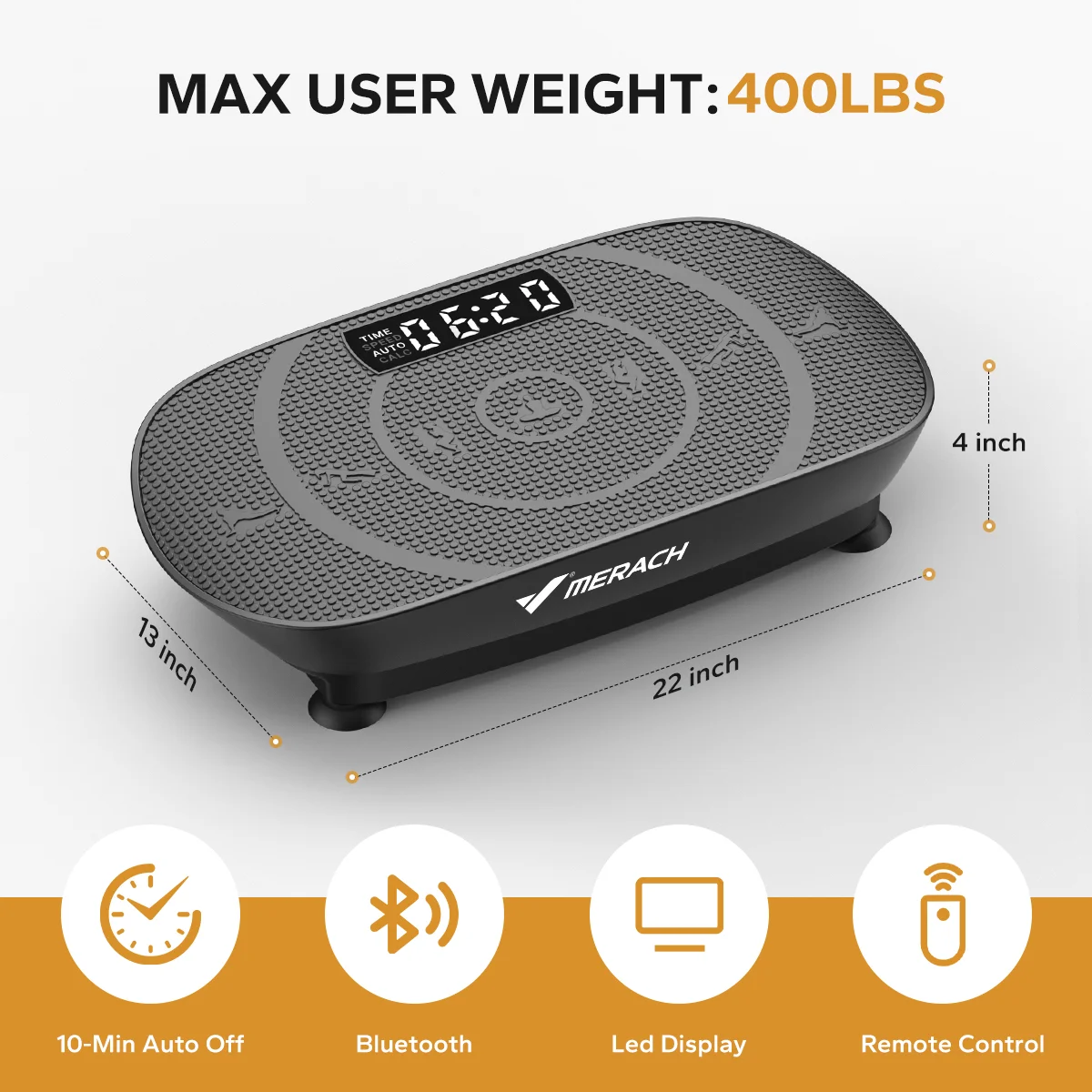 MERACH Vibrationsplatte Trainingsgerät, Angetriebene Vibrationsplattform für Ganzkörpertraining,Muskelaufbau und Formung, Bis 150KG