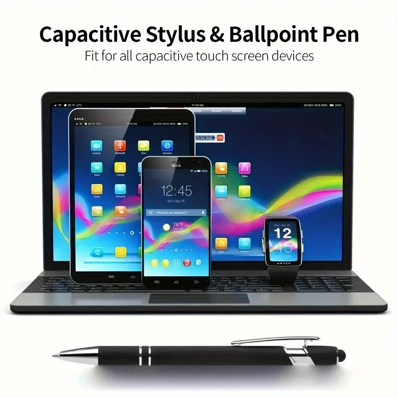 10 Stück personalisierte Stifte mit Namensgravur/Logo, Stylus-Spitze, schwarze Tinte, Optionen für Veranstaltungen und Werbeaktionen – Detail 4