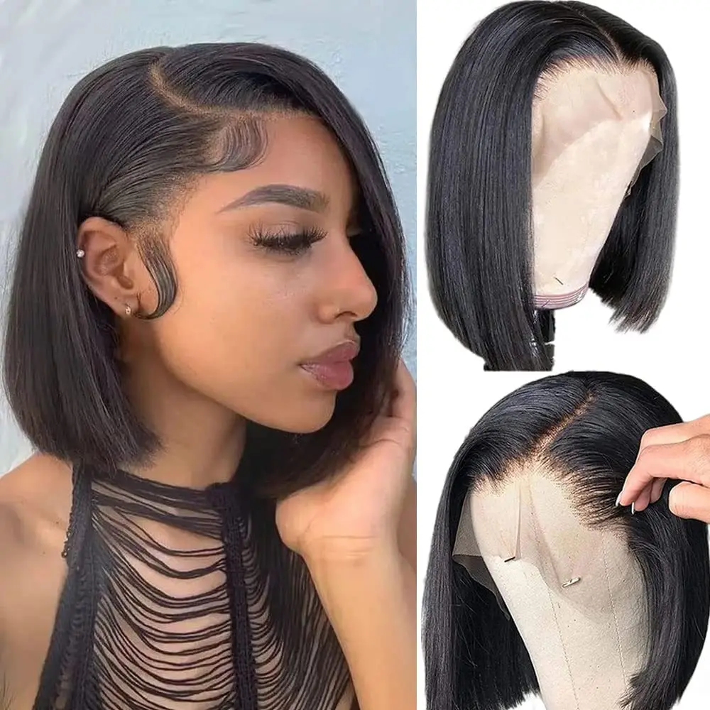 Double Drawn Straight Short Bob Wig Human Hair 4×4 Lace Closure Wig Wholesale Raw Vietnamese Hair HD 13×4 Lace Frontal Wig Cheap