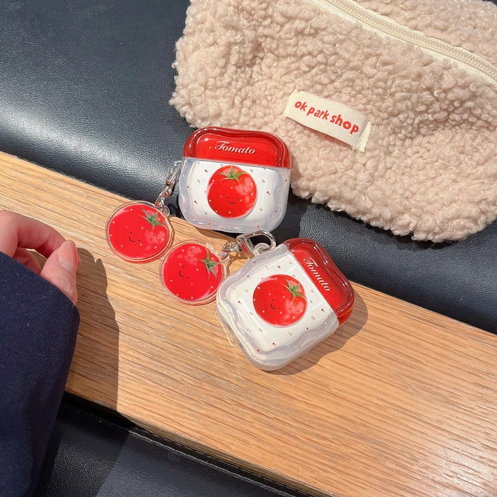

Creative personalized tomato headphone protective case, suitable for AirPods 4/3/2 Pro/2/4, with pendant, new protective case
