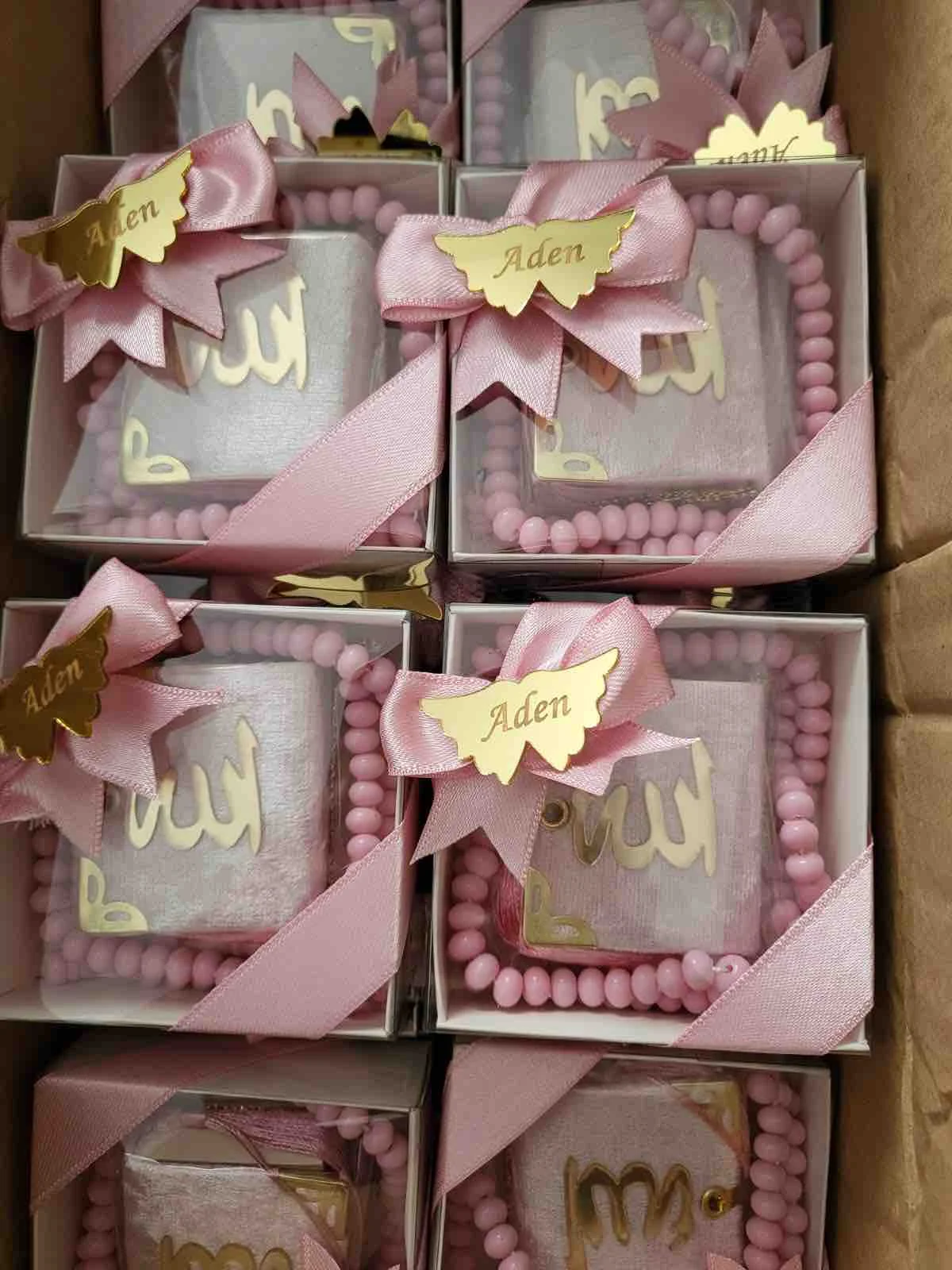 Imagem -03 - Mini Alcorão Rosário Grupo Presente Rosa para Noivado de Casamento Lembrança Personalizada para Chuveiro de Bebê Pode Ser Personificada Mavlüt Envie o Nome Que Você Quer 10