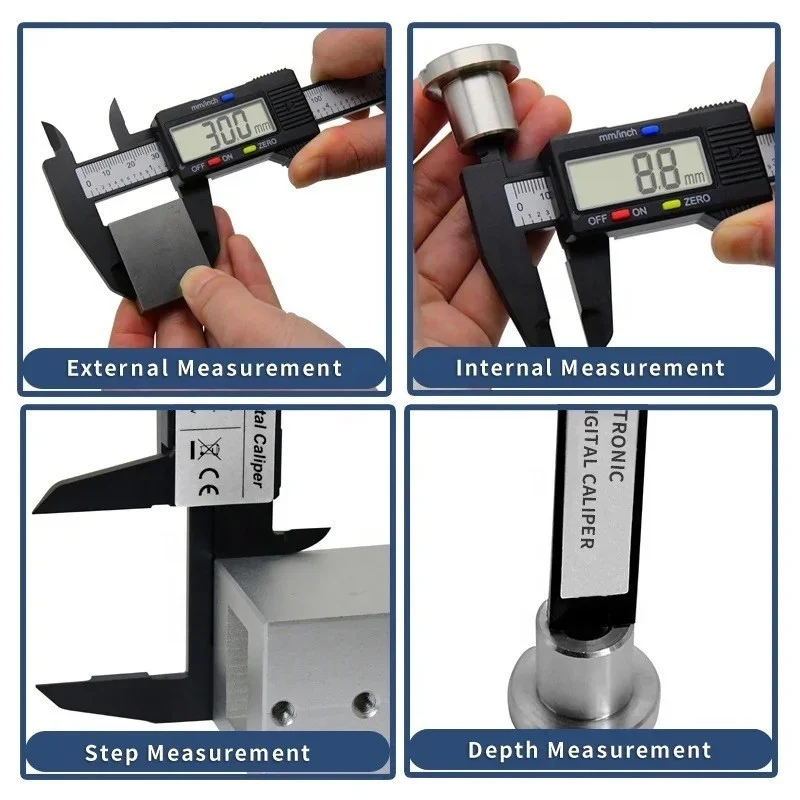 150 ミリメートルデジタル厚さ計カーボンファイバー液晶画面高精度バッテリー余分な外部内部測定深さアイテム測定