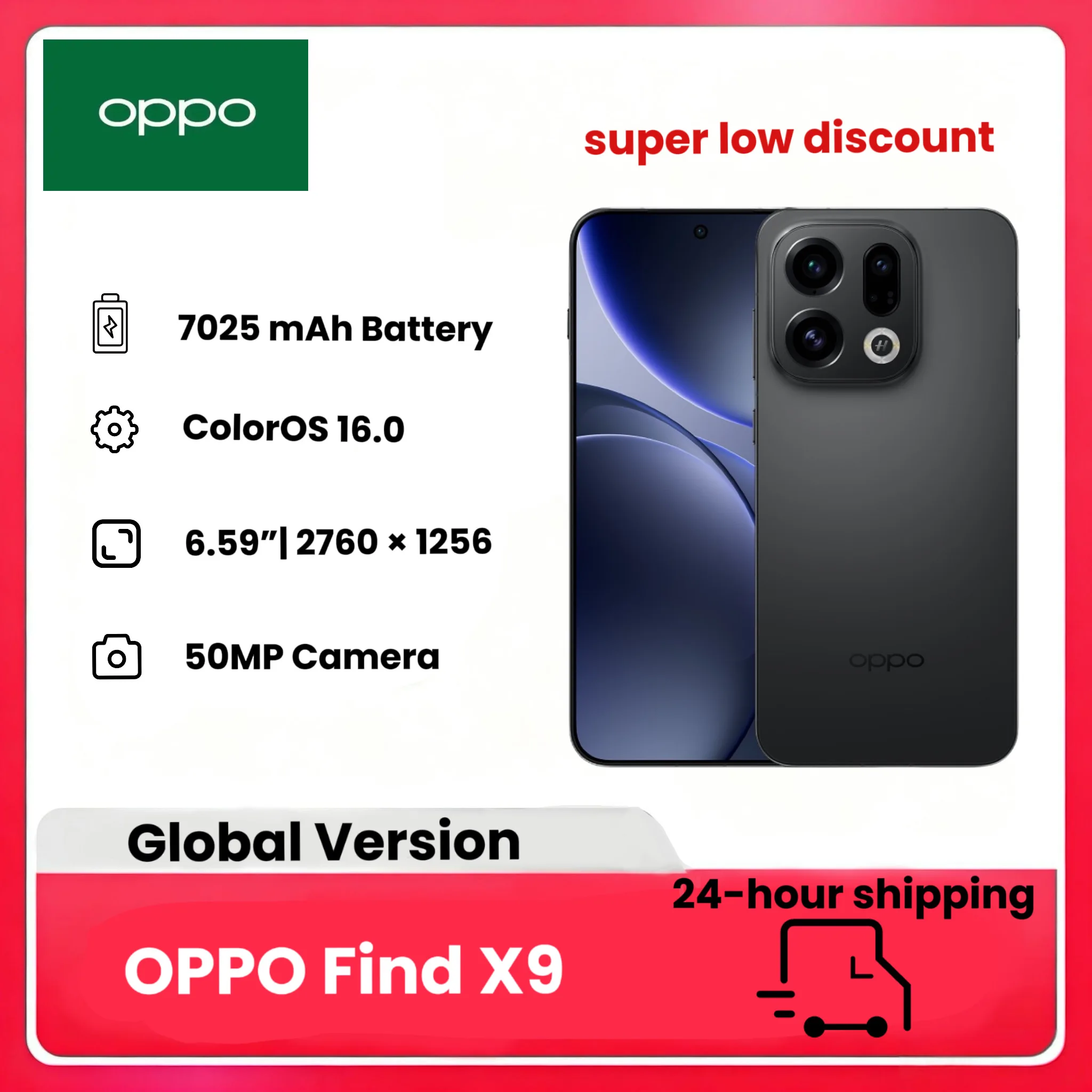 Teléfono Inteligente OPPO Find X9, Batería de 7025mAh, 12GB+512GB, Dimensiones, Resistente al Agua IP69, Pantalla AMOLED, Cámara de 50.0MP, Sin Cargador 4