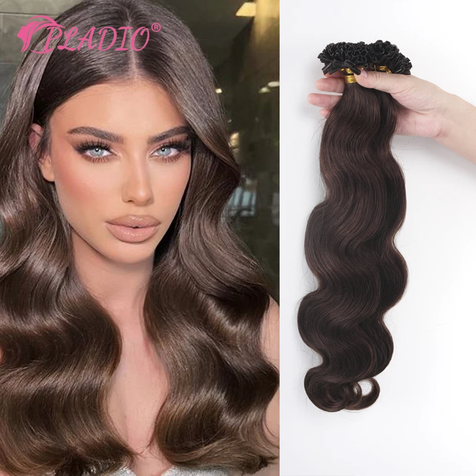 PLADIO Body Wave U Tip Hair Extensions 100% Real Remy Human Hair 12-26 Inch Pre Bonded Keratin Hair Extensions For Salon Supply