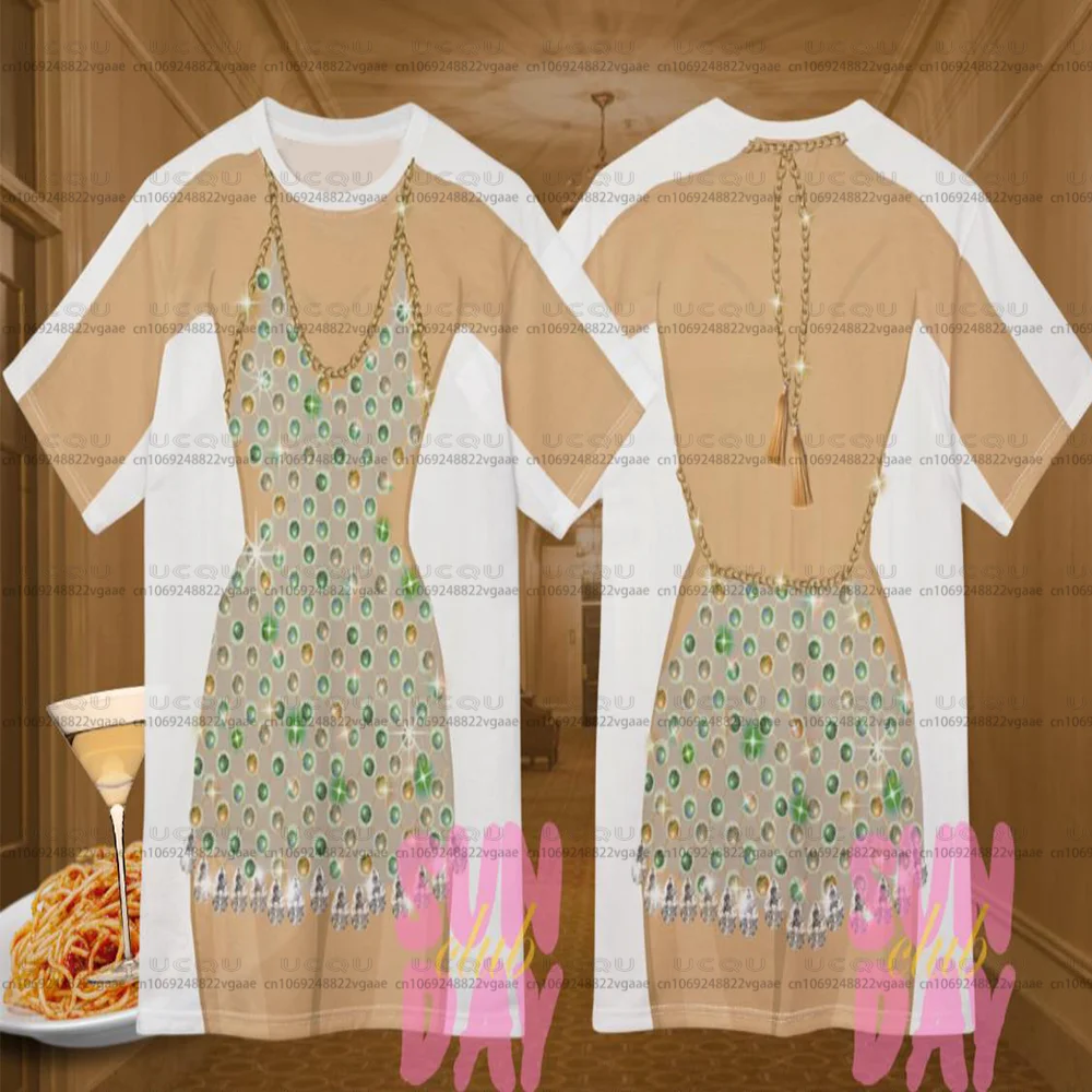 Bride Bikini T-Shirt Dress Costume Fun Loungewear Unique Gift Top Tee Fun Chain Gem Showgirl Cosplay Skirt Party Hawaii 2026