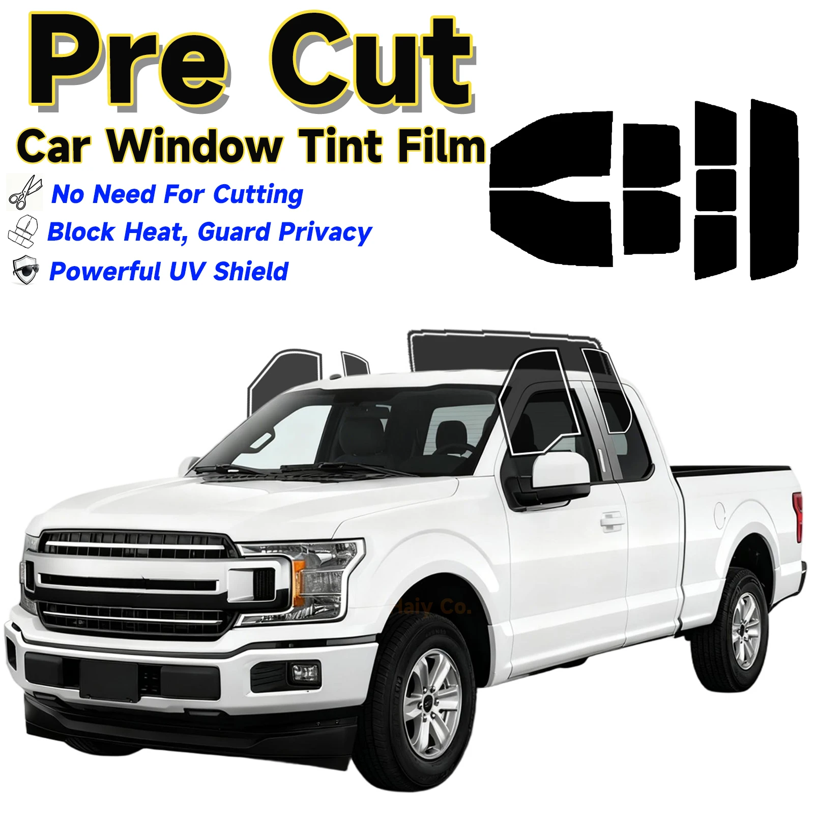 

Precut Window Tint Car for Ford F150 Extended 2015-2020 Sun Uv Blocking Heat & Glare 2Ply Window Protector Privacy Films Shade