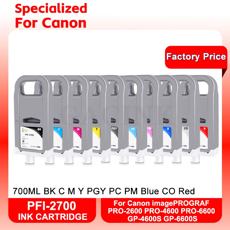 PFI-3700 PFI3700 Compatible Ink Cartridge For Canon imagePROGRAF PRO-2600 PRO-4600 PRO-6600 GP-4600S GP-6600S 700ML Pigment Ink