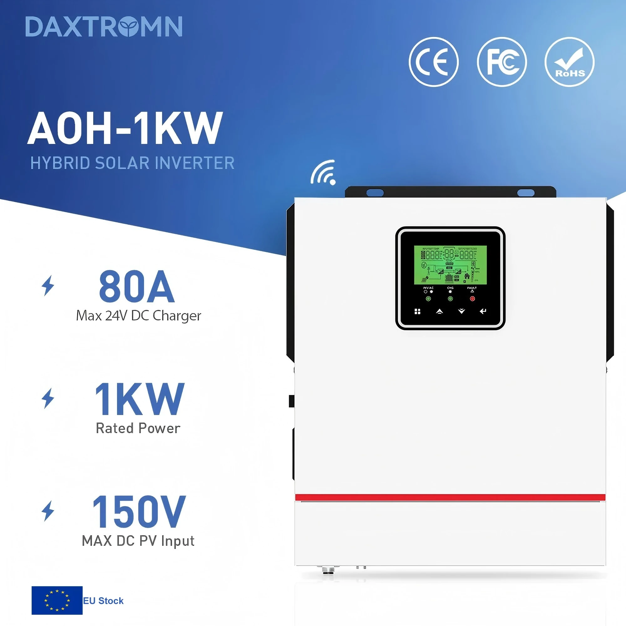Daxtromn 1kW عاكس شمسي لموجة جيبية نقية مع شاحن شمسي مدمج 40A MPPT 1000W OFF GRID 1.2kW PV في احتياطية للطاقة الشمسية UPS #1